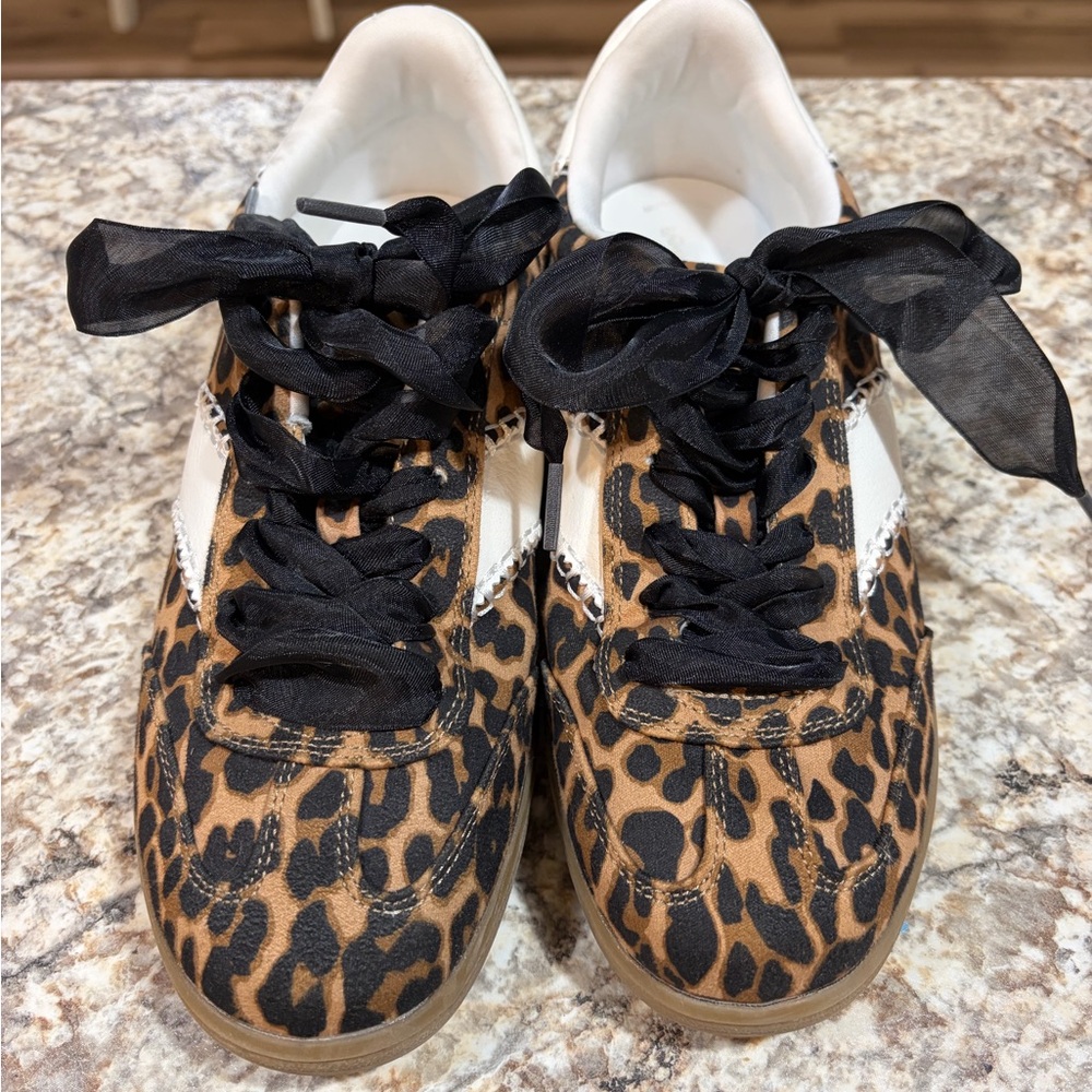 Universal Thread Leopard Print Sneakers with Black Ribbon Laces